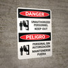 Danger: Unauthorized Personnel Keep Out with Icon Bilingual Spanish - Wall Sign Danger: Unauthorized Personnel Keep Out with Icon Bilingual Spanish - Wall Sign