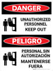 Danger: Unauthorized Personnel Keep Out with Icon Bilingual Spanish - Wall Sign Danger: Unauthorized Personnel Keep Out with Icon Bilingual Spanish - Wall Sign