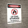 Danger: LP Gas Storage No Smoking - Wall Sign Danger: LP Gas Storage No Smoking - Wall Sign