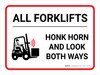 All Forklifts - Honk and Look Landscape with Icon - Wall Sign
