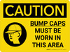 Caution: Bump Caps Must Be Worn In This Area Landscape With Icon - Wall Sign