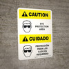Caution: Eye Protection Required Bilingual Spanish Portrait with Icons - Wall Sign