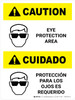 Caution: Eye Protection Required Bilingual Spanish Portrait with Icons - Wall Sign