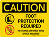 Caution: Foot Protection Required No Tennis Or Open Toed Shoes Landscape With Icons - Wall Sign Caution: Foot Protection Required No Tennis Or Open Toed Shoes Landscape With Icons - Wall Sign