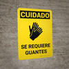 Caution: Gloves Required Spanish Portrait With Icon - Wall Sign