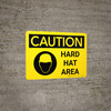 Caution: Hard Hat Area Landscape With Icon - Wall Sign
