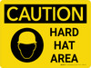 Caution: Hard Hat Area Landscape With Icon - Wall Sign