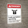 Danger: Lock Out Before Servicing ANSI - Wall Sign