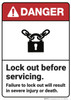Danger: Lock Out Before Servicing ANSI - Wall Sign