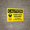 Caution: Hard Hats Required No Smoking Landscape With Icons - Wall Sign