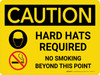 Caution: Hard Hats Required No Smoking Landscape With Icons - Wall Sign