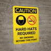 Caution: Hard Hats Required No Smoking Portrait With Icons - Wall Sign
