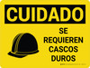 Caution: Hard Hats Required Spanish Landscape With Icon - Wall Sign