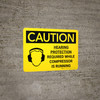 Caution: Hearing Protection Required When Compressor Is Running Landscape With Icon - Wall Sign