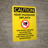 Caution: Heart Pacemaker Implants Room Contains Microwave Portrait With Icon - Wall Sign