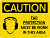 Caution: PPE Ear Protection Must be Worn in Area Landscape With Icon - Wall Sign