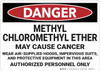 Danger: Methyl Chloromethyl Ether May Cause Cancer - Wall Sign