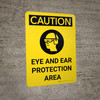 Caution: PPE Eye and Ear Protection Area Portrait With Icon - Wall Sign