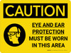 Caution: PPE Eye and Ear Protection Must be Worn in Area Landscape With Icon - Wall Sign Caution: PPE Eye and Ear Protection Must be Worn in Area Landscape With Icon - Wall Sign