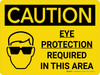 Caution: PPE Eye Protection Required In This Area Landscape With Icon - Wall Sign