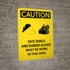 Caution: PPE Face Shield and Gloves Must Be Worn in Area Portrait With Icon - Wall Sign Caution: PPE Face Shield and Gloves Must Be Worn in Area Portrait With Icon - Wall Sign