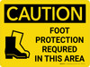Caution: PPE Foot Protection Required in This Area Landscape With Icon - Wall Sign