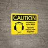Caution: PPE Hazardous Noise Area Hearing Protection Required Landscape With Icon - Wall Sign