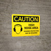 Caution: PPE High Noise Area Hearing Protection May be Required Landscape With Icon - Wall Sign