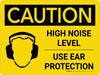 Caution: PPE High Noise Level Use Ear Protection Landscape With Icon - Wall Sign Caution: PPE High Noise Level Use Ear Protection Landscape With Icon - Wall Sign