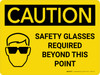 Caution: PPE Safety Glasses Required Beyond This Point Landscape With Icon - Wall Sign Caution: PPE Safety Glasses Required Beyond This Point Landscape With Icon - Wall Sign