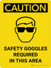 Caution: PPE Safety Goggles Required in This Area Portrait With Icon - Wall Sign