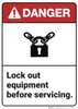 Danger: Lock Out Equipment ANSI - Wall Sign