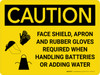 Caution: Shield Apron Gloves Required when Handling Batteries Landscape With Icon - Wall Sign Caution: Shield Apron Gloves Required when Handling Batteries Landscape With Icon - Wall Sign