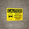 Caution: Wear Eye Protection When Using Grinder Landscape With Icon - Wall Sign