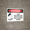 Danger: Wear Face Shield and Safety Glasses While Operating Grinder Landscape with Icons - Wall Sign Danger: Wear Face Shield and Safety Glasses While Operating Grinder Landscape with Icons - Wall Sign