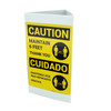 Caution: Maintain 6 Feet with Icon Bilingual Spanish Portrait - Tri-fold Sign Caution: Maintain 6 Feet with Icon Bilingual Spanish Portrait - Tri-fold Sign