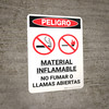 Danger: Flammable Material No Smoking Flames Spanish Portrait with Icon - Wall Sign