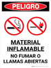 Danger: Flammable Material No Smoking Flames Spanish Portrait with Icon - Wall Sign