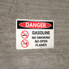 Danger: Gasoline No Smoking No Open Flame Landscape with Graphic - Wall Sign Danger: Gasoline No Smoking No Open Flame Landscape with Graphic - Wall Sign