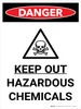 Danger: Keep Out - Hazardous Chemicals Portrait with Graphic - Wall Sign