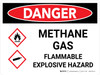 Danger: Methane Gas Flammable Explosive Hazard Landscape with Graphic - Wall Sign Danger: Methane Gas Flammable Explosive Hazard Landscape with Graphic - Wall Sign