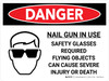 Danger: Nail Gun in Use Safety Glasses Required Landscape with Graphic - Wall Sign