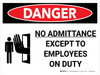 Danger: No Admittance Except To Employees Landscape with Graphic - Wall Sign Danger: No Admittance Except To Employees Landscape with Graphic - Wall Sign