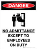 Danger: No Admittance Except To Employees Portrait with Graphic - Wall Sign Danger: No Admittance Except To Employees Portrait with Graphic - Wall Sign