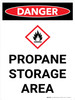 Danger: Propane Storage Area Portrait with Graphic - Wall Sign Danger: Propane Storage Area Portrait with Graphic - Wall Sign
