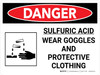 Danger: Sulfuric Acid Wear Goggles and Protective Clothing Landscape with Graphic - Wall Sign