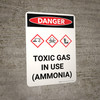 Danger: Toxic Gas Ammonia In Use Portrait with Graphic - Wall Sign