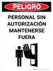 Danger: Unauthorized Personnel Keep Out Spanish Portrait with Icon - Wall Sign