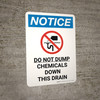 Notice: Do Not Dump Chemicals Down this Drain Portrait with Graphic