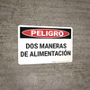 Danger: Two Forms of Feed - Spanish - Wall Sign